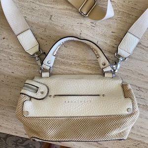 Anthropologie Sanctuary white tan and silver purse